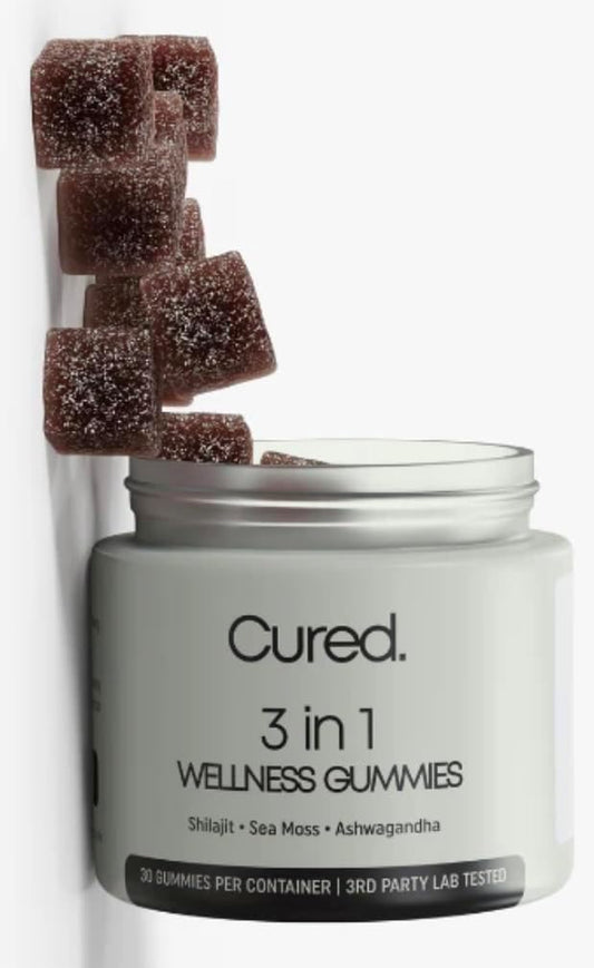 Men's 3 in 1 Wellness Gummies with Shilajit Sea Moss & Ashwagandha - 30 Gummies, Natural Support