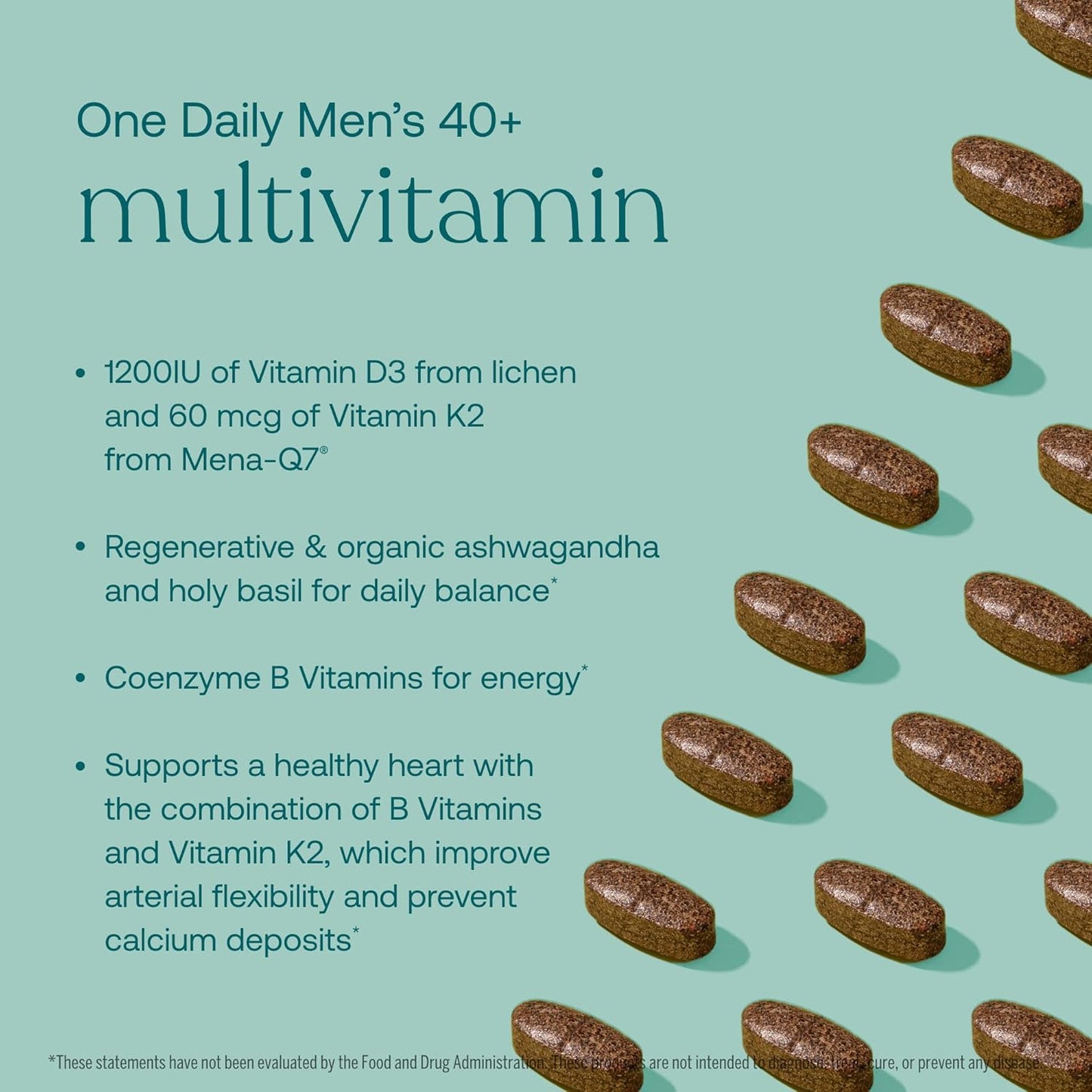 Men's 40+ One Daily Multivitamin with Fermented Minerals, Organic Adaptogens & Mushrooms - Whole Body Support Supplement for Immune, Endurance, Bone & Heart - Non-GMO - 90 Vegetarian Tablets