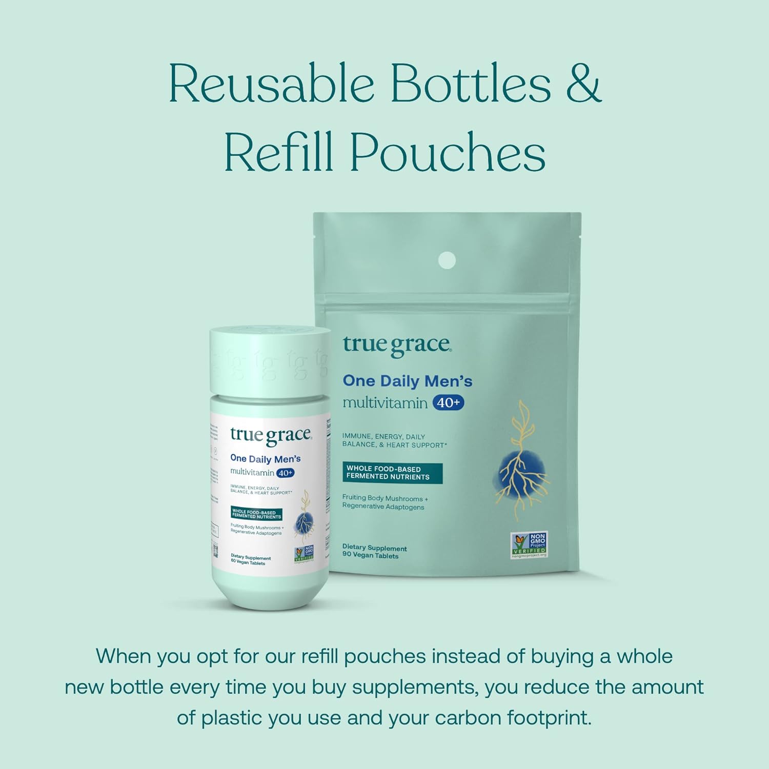 Men's 40+ One Daily Multivitamin with Fermented Minerals, Organic Adaptogens & Mushrooms - Whole Body Support Supplement for Immune, Endurance, Bone & Heart - Non-GMO - 90 Vegetarian Tablets