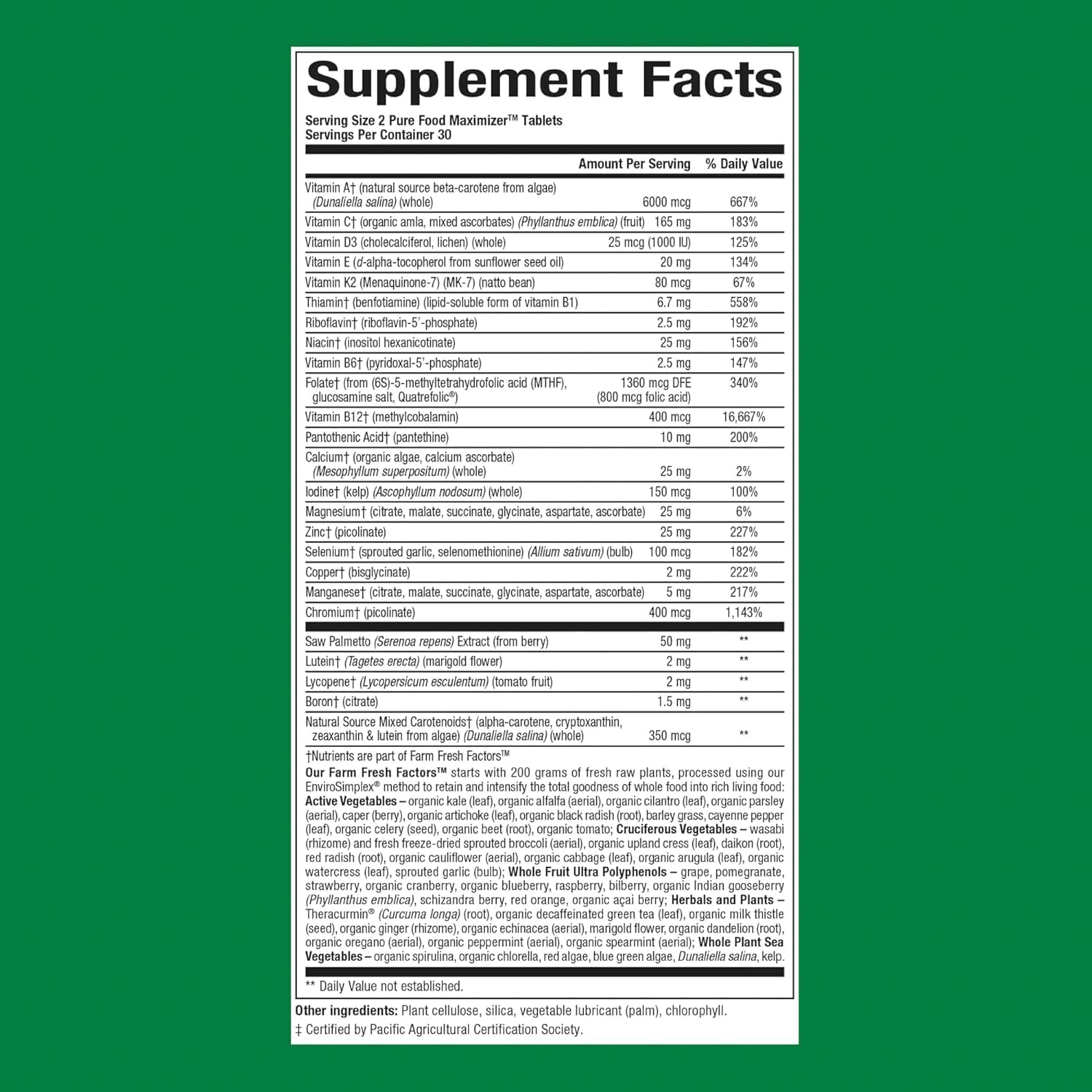 Men's 50+ Multivitamin & Mineral with Equivalent Nutrition of ½ lb of Veggies - 60 Count