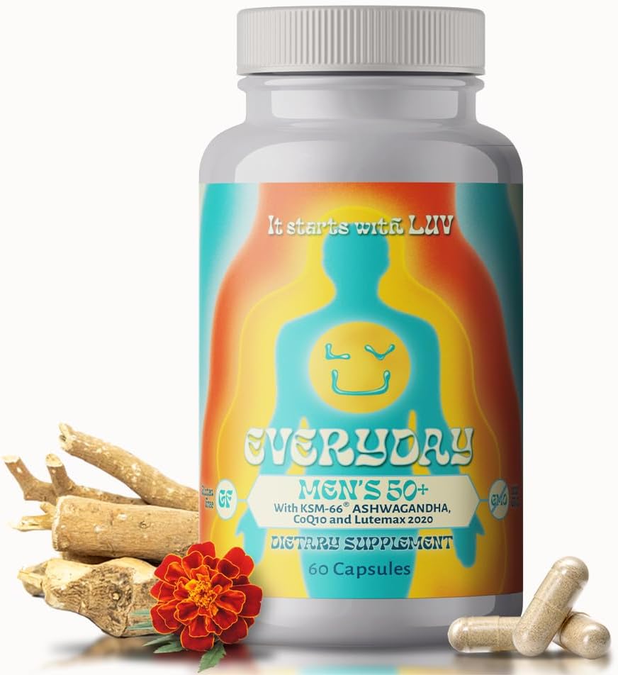 Men's 50+ Multivitamin with Iron, Calcium, CoQ10 - Vegetarian & Non-GMO - 60 Capsules