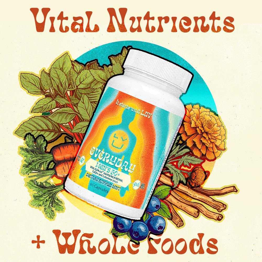 Men's 50+ Multivitamin with Iron, Calcium, CoQ10 - Vegetarian & Non-GMO - 60 Capsules