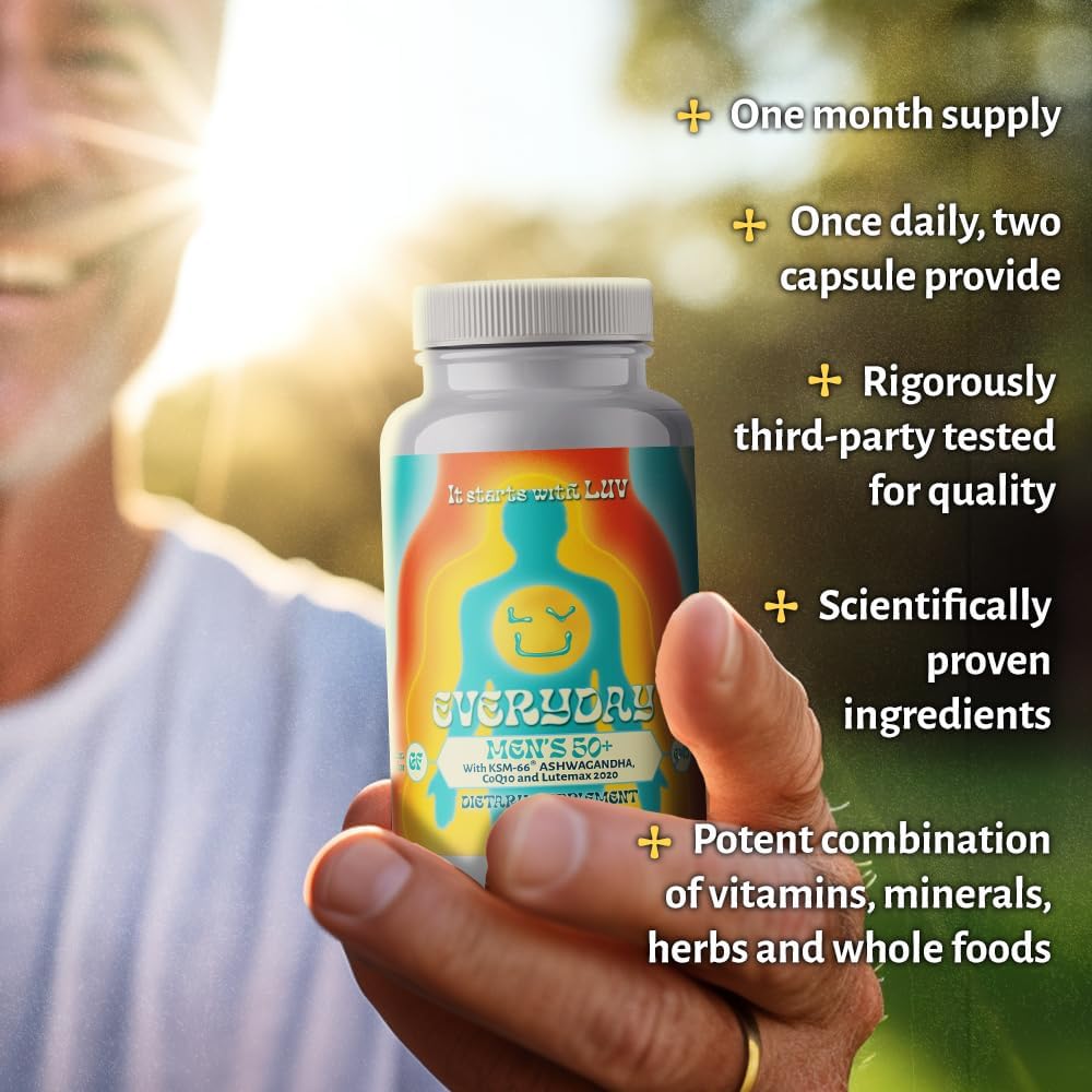 Men's 50+ Multivitamin with Iron, Calcium, CoQ10 - Vegetarian & Non-GMO - 60 Capsules