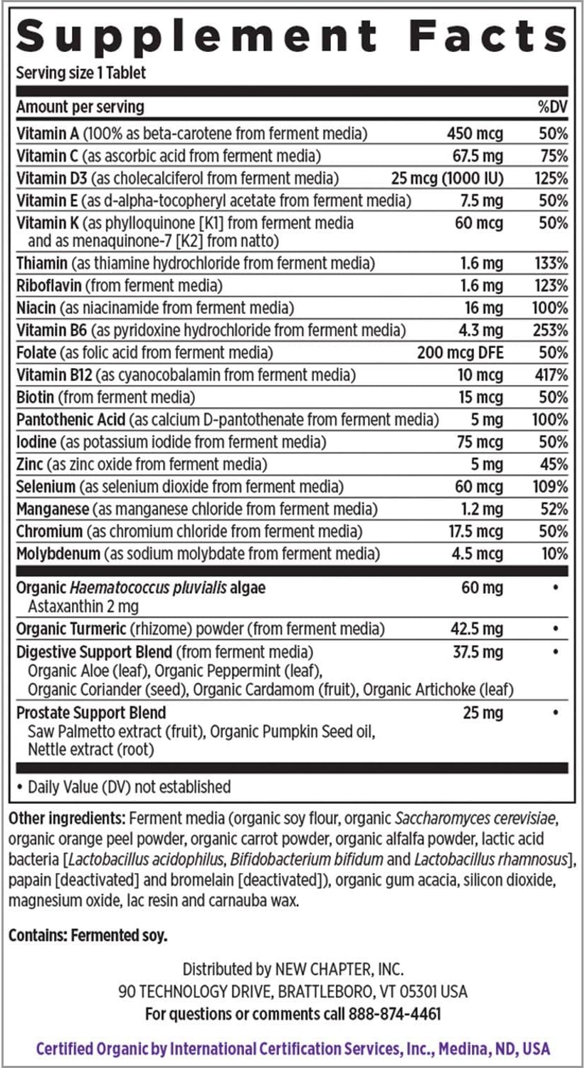 Men's 50+ Multivitamin with Probiotics, Whole Foods, and Astaxanthin - 90 ct Bottle