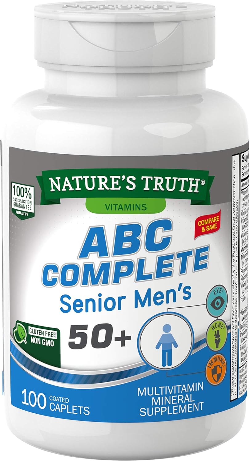 Men's 50+ Multivitamin with Vitamins A, C, E, B6 & B12 | 100 Count | Non-GMO & Gluten Free by Nature's Truth