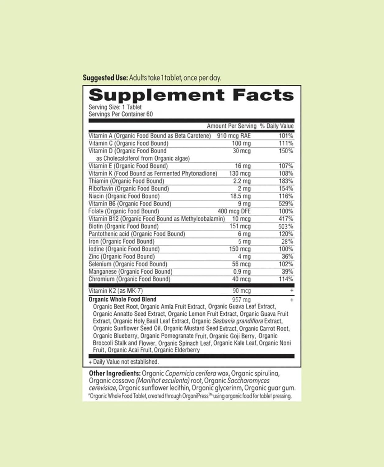 Men's 50+ Organic Once Daily Multi Vitamin - 60 Count by EarthFirst