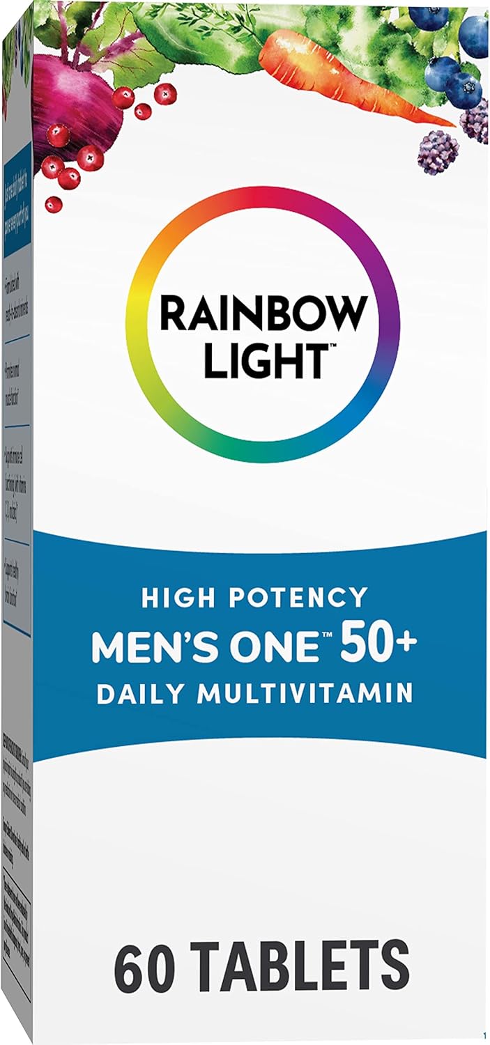 Men's 50+ Rainbow Light Multivitamin with Vitamin C, D, Zinc, Probiotics - High Potency Immune Support - Non-GMO Vegetarian Tablets