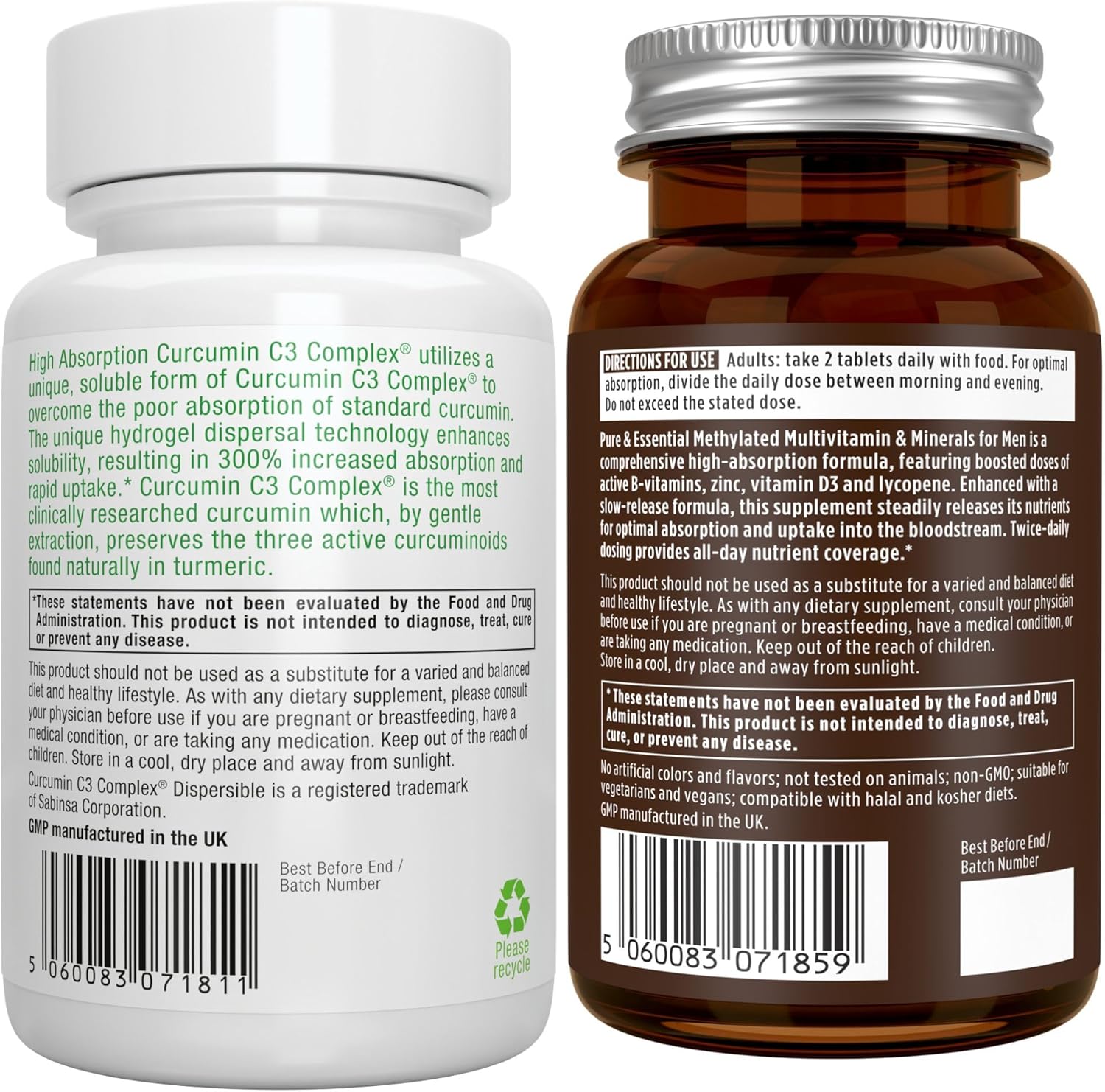 Men's Advanced Multivitamin & Curcumin Bundle - Vegan, High Absorption, Sustained Release Formula by Igennus