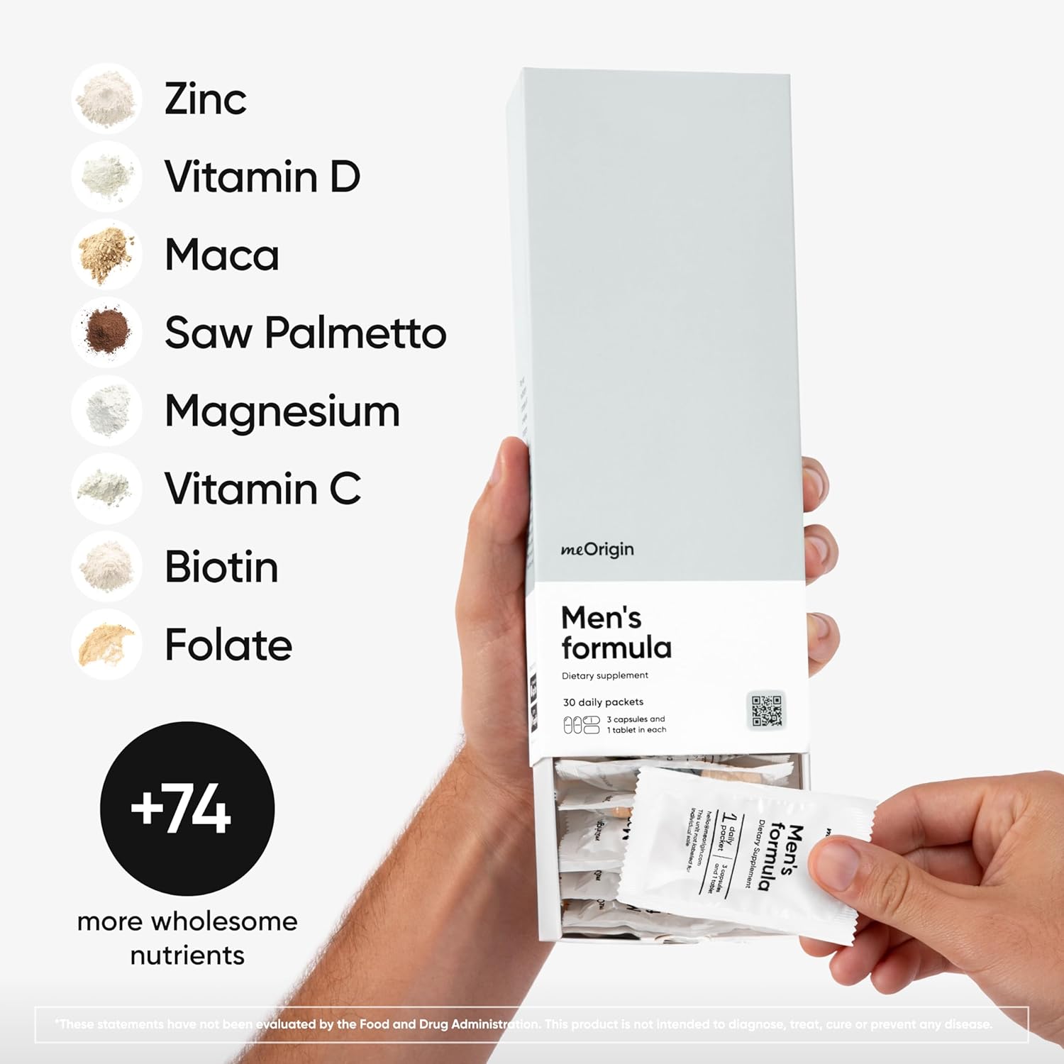 Men's All-in-One Multivitamin Supplement with 82 Nutrients for Energy, Hair Health - Includes Zinc, Vitamin D, C, B12, Maca, Biotin, Saw Palmetto - 30 Day Supply