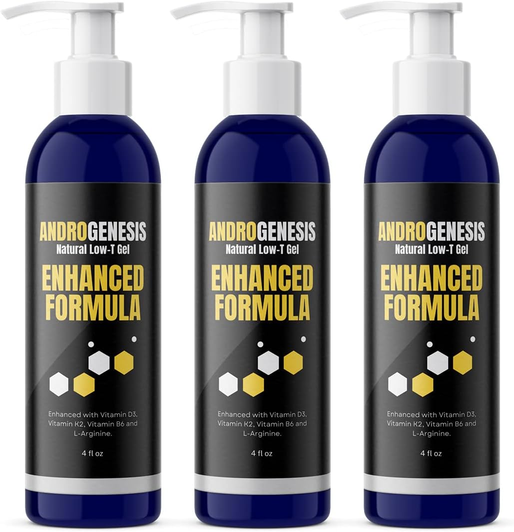 Men's Androgenesis Enhanced Formula Gel with Vitamin D3, K2, B6, L-Arginine - Low Testosterone Support, Muscle Recovery, Energy Boost, Healthy Aging