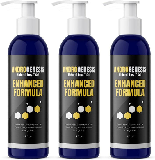 Men's Androgenesis Enhanced Formula Gel with Vitamin D3, K2, B6, L-Arginine - Low Testosterone Support, Muscle Recovery, Energy Boost, Healthy Aging