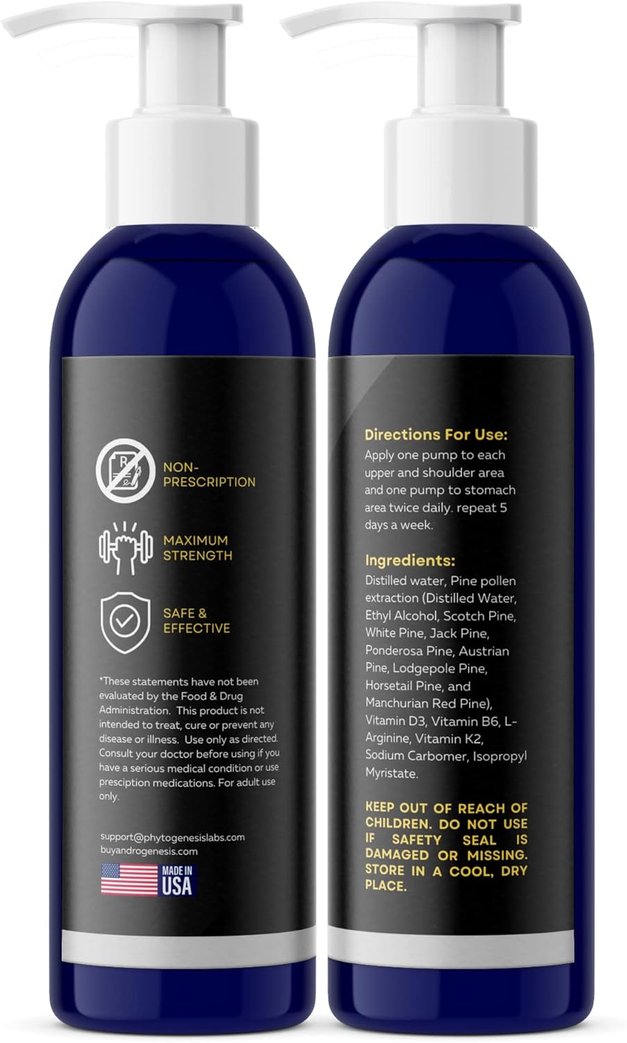 Men's Androgenesis Enhanced Formula Gel with Vitamin D3, K2, B6, L-Arginine - Low Testosterone Support, Muscle Recovery, Energy Boost, Healthy Aging