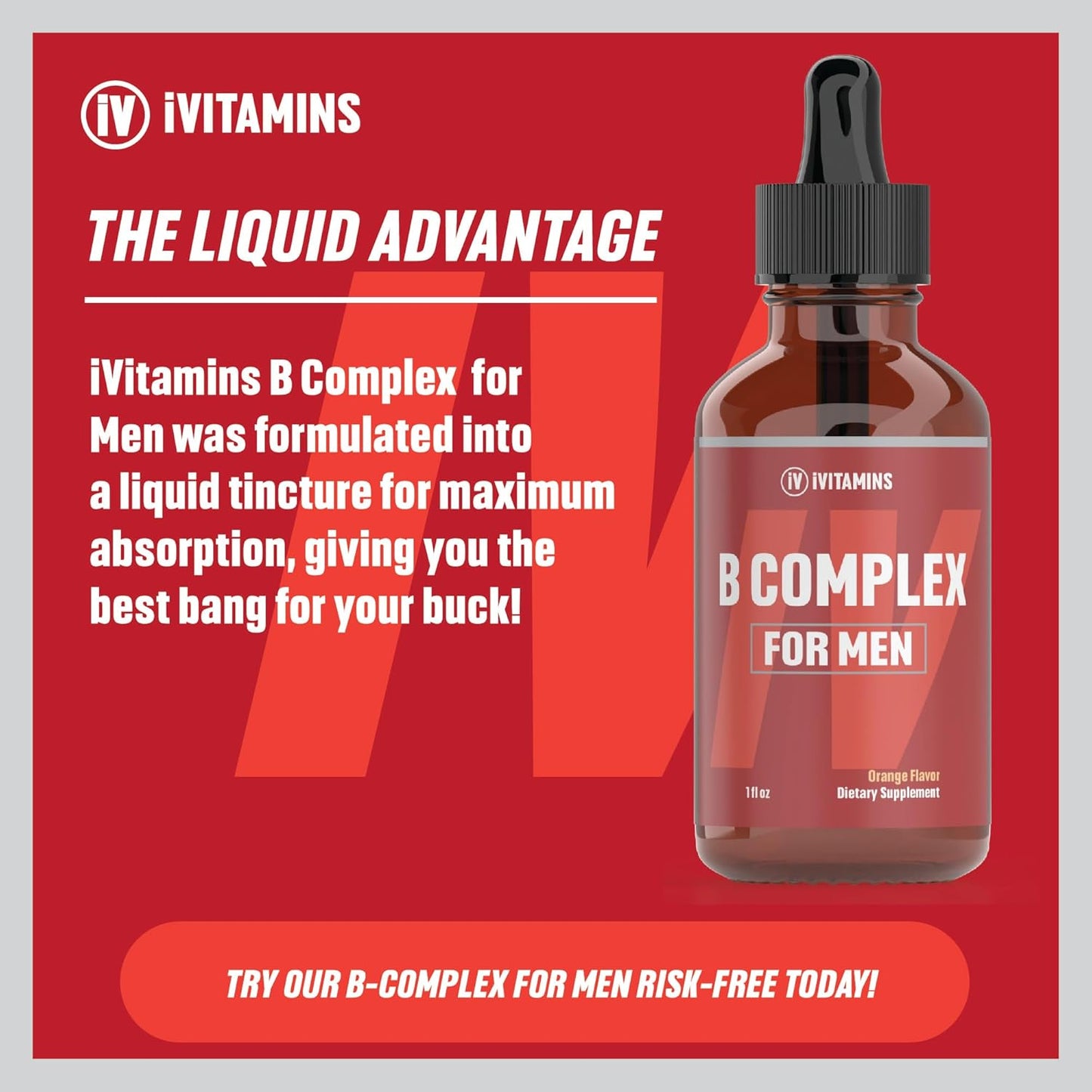 Men's B Complex Liquid Vitamin Supplement - 1 fl oz | Super B Complex with Vitamin B | VIT B Complex for Energy & Wellness