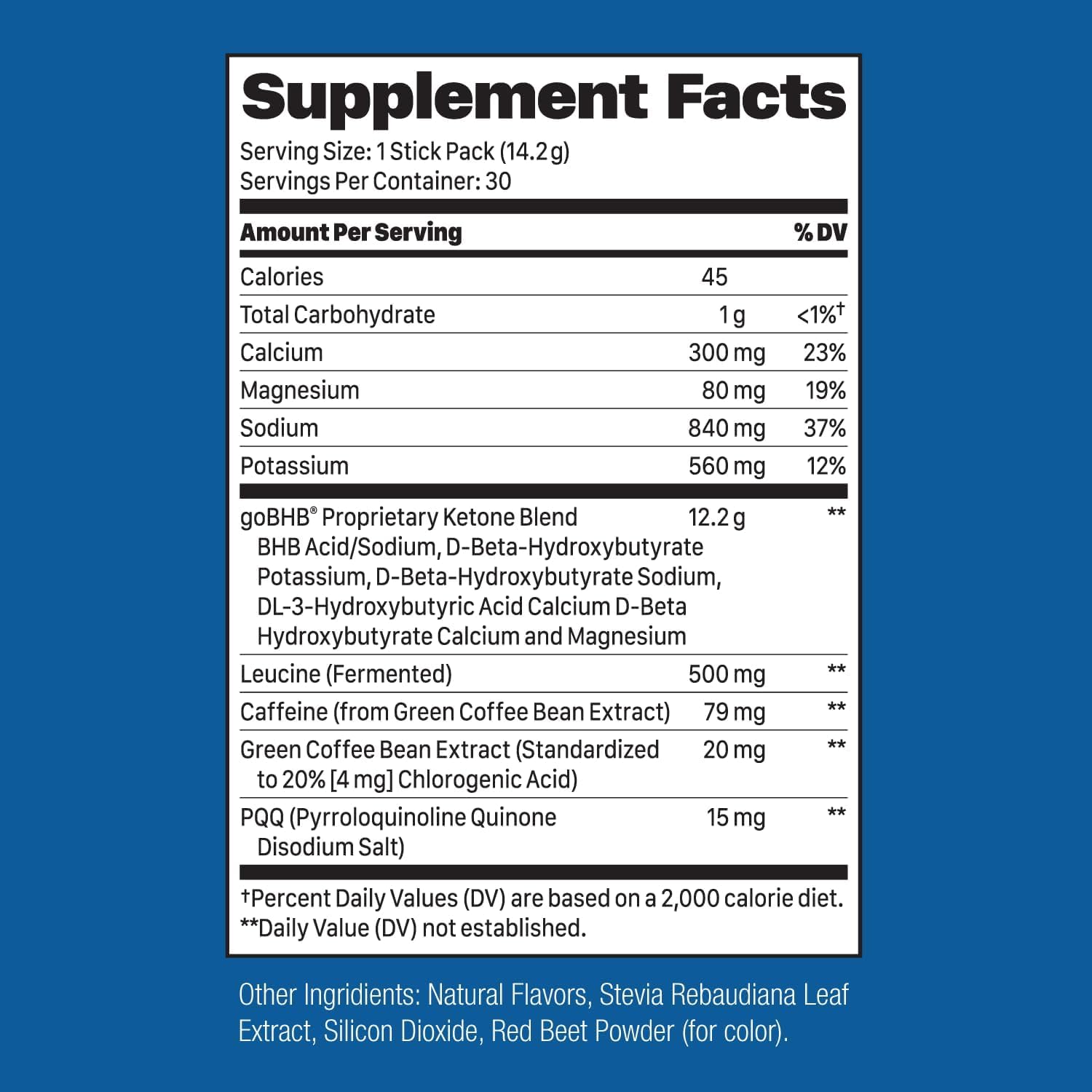 Men's BHB Exogenous Ketones Powder Drink Mix for Intermittent Fasting - Watermelon Flavor with Electrolytes & Green Coffee Bean Extract - 30ct