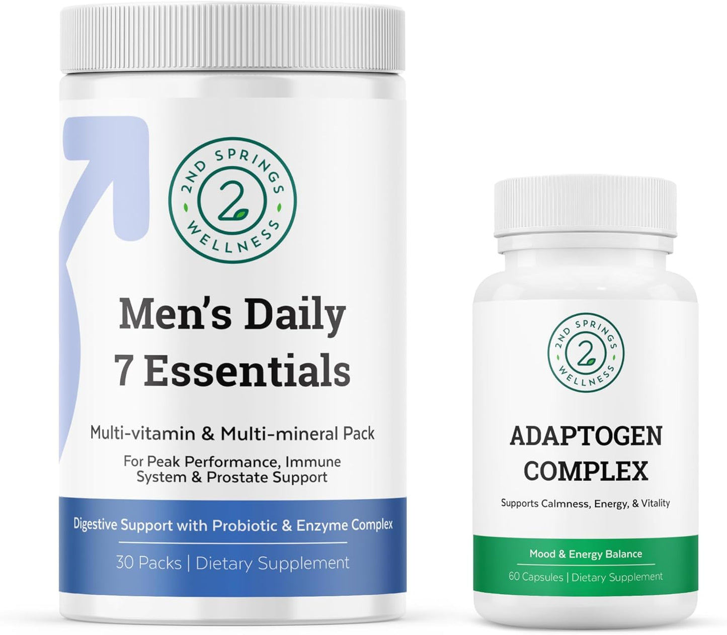 Men's Daily Essentials & Adaptogen Complex Bundle - Complete Multivitamin Pack with Stress Adaptation Support for Optimal Health