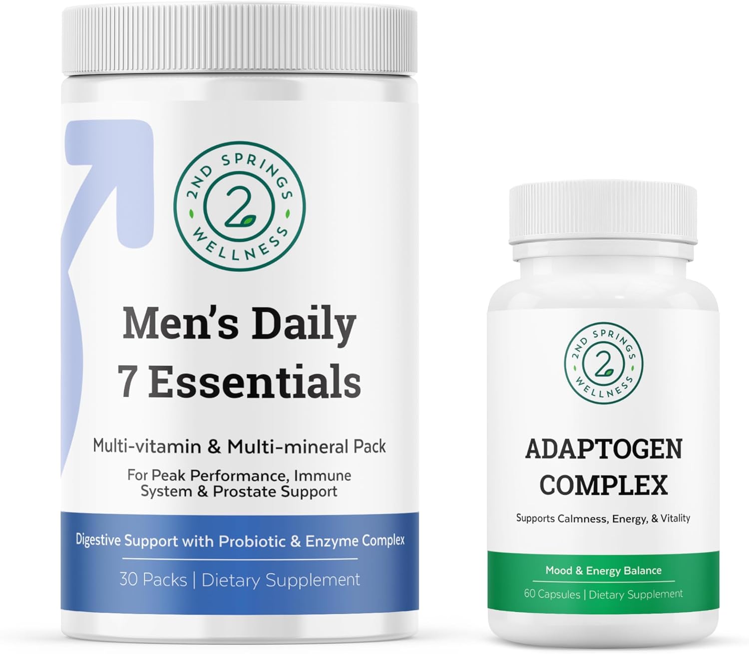 Men's Daily Essentials & Adaptogen Complex Bundle - Complete Multivitamin Pack with Stress Adaptation Support for Optimal Health