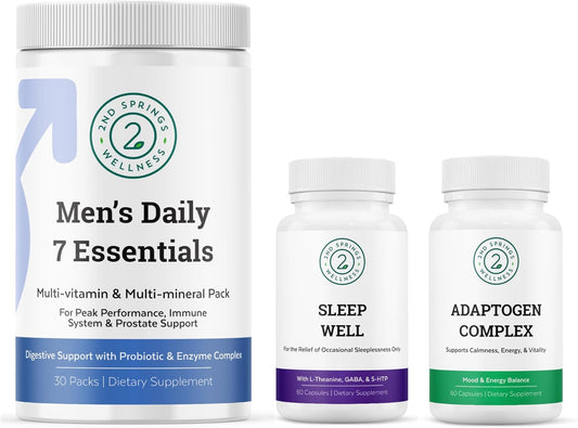Men's Daily Essentials Bundle: 2nd Springs Sleep & Adaptogen Complex for Better Health & Wellness