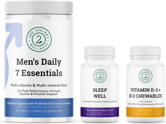 Men's Daily Essentials Bundle: 2nd Springs Sleep Aid & Vitamin D3 + K2 Chewables