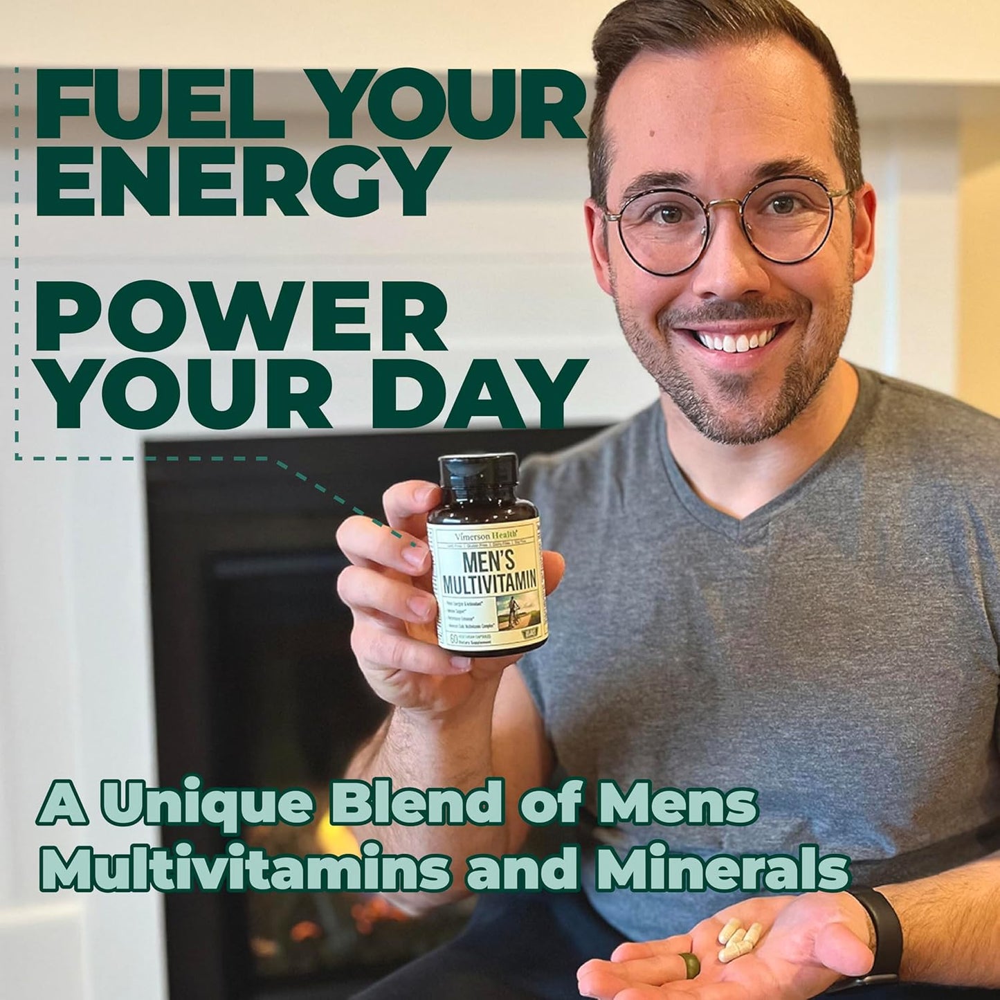 Men's Daily Multivitamin - Essential Vitamins & Minerals for Energy, Focus, and Health - 60 Capsules by Vimerson Health