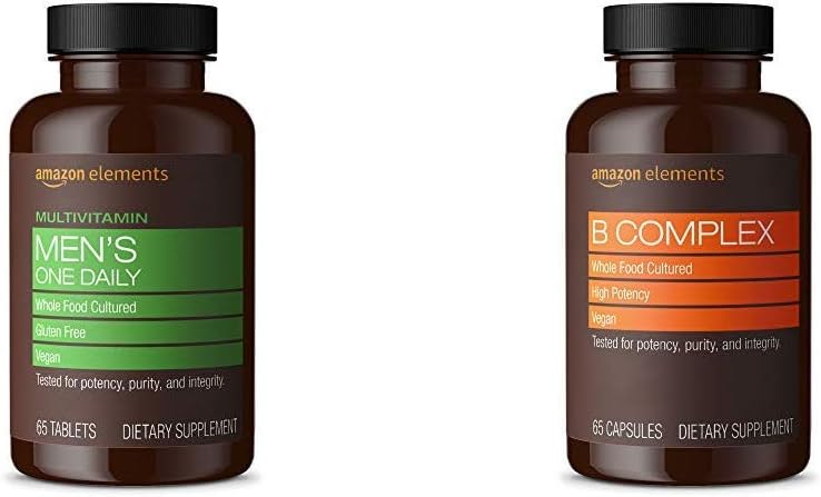 Men's Daily Multivitamin & B Complex Bundle (65 Tablets & Capsules) for Essential Nutrient Support