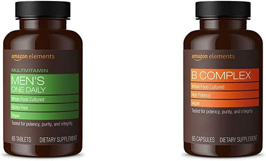 Men's Daily Multivitamin & B Complex Bundle (65 Tablets & Capsules) for Essential Nutrient Support