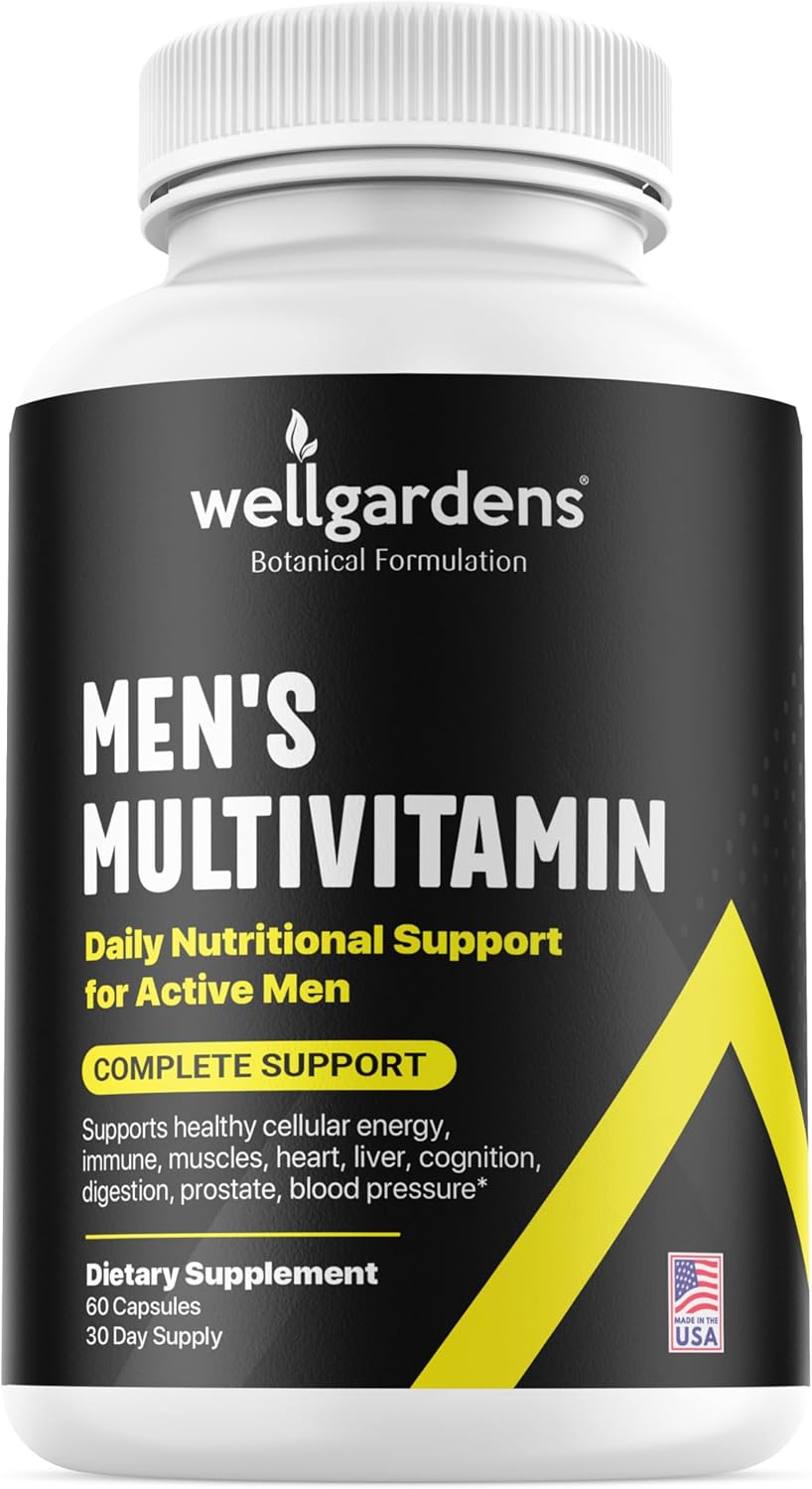 Men's Daily Multivitamin with 100% Pure Ingredients for Energy, Focus, and Immune Support - Vitamin A, C, D, E, B12, Calcium, Magnesium, Zinc - Male Performance Supplement