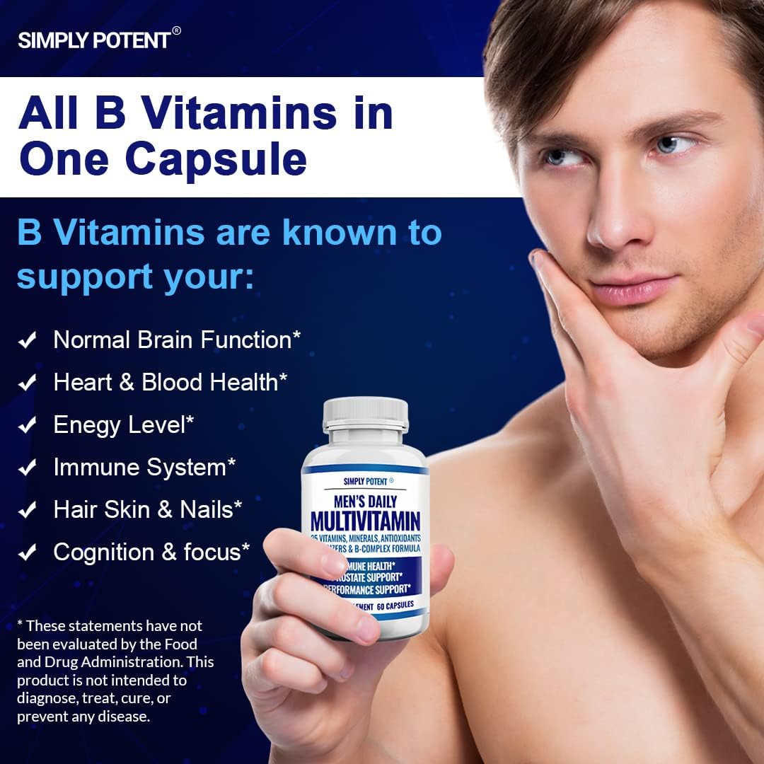 Men's Daily Multivitamin with 35 Vitamins, Minerals, and Antioxidants for Energy, Focus, and Immune Support - 60 Capsules