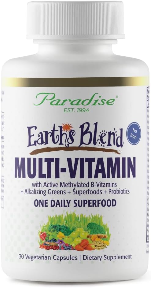 Men's Daily Multivitamin with 48 Organic Superfoods, Probiotics, Antioxidants, 30 Count - No Iron, Vitamins A, B12, C, D, K2