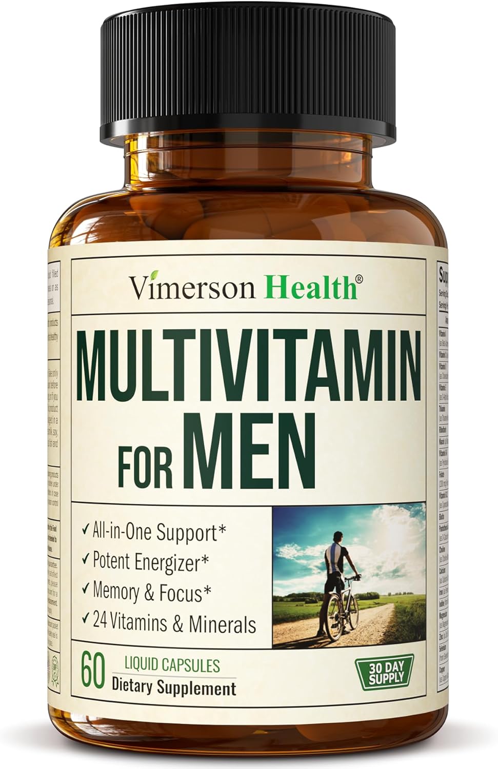 Men's Daily Multivitamin with Essential Vitamins and Minerals for Energy, Focus, and Health - 60 Liquid Capsules