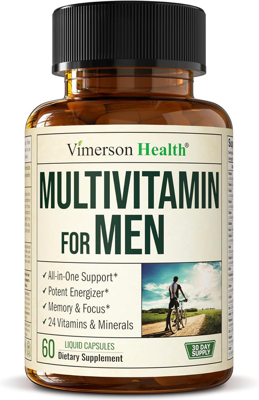 Men's Daily Multivitamin with Essential Vitamins and Minerals for Energy, Focus, and Health - 60 Liquid Capsules
