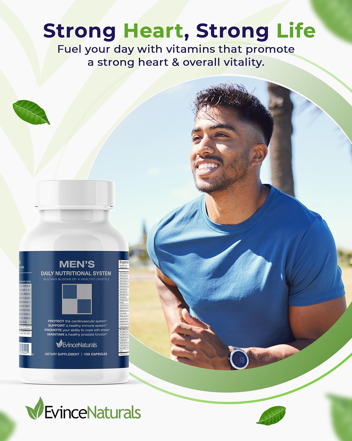 Men's Daily Multivitamin with Saw Palmetto - Essential Vitamins for Overall Wellbeing & Prostate Support - 150 Capsules by EvinceNaturals