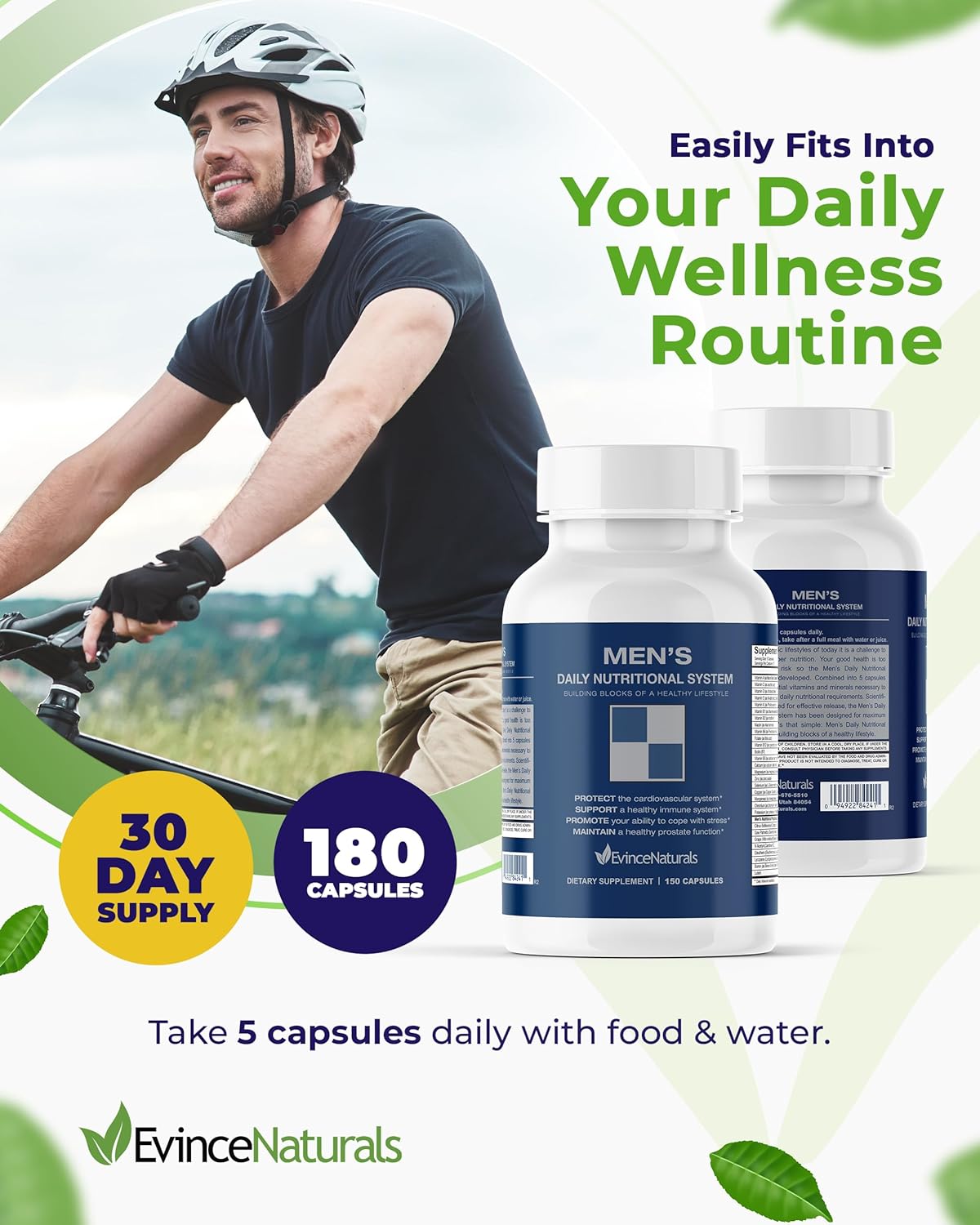 Men's Daily Multivitamin with Saw Palmetto - Essential Vitamins for Overall Wellbeing & Prostate Support - 150 Capsules by EvinceNaturals