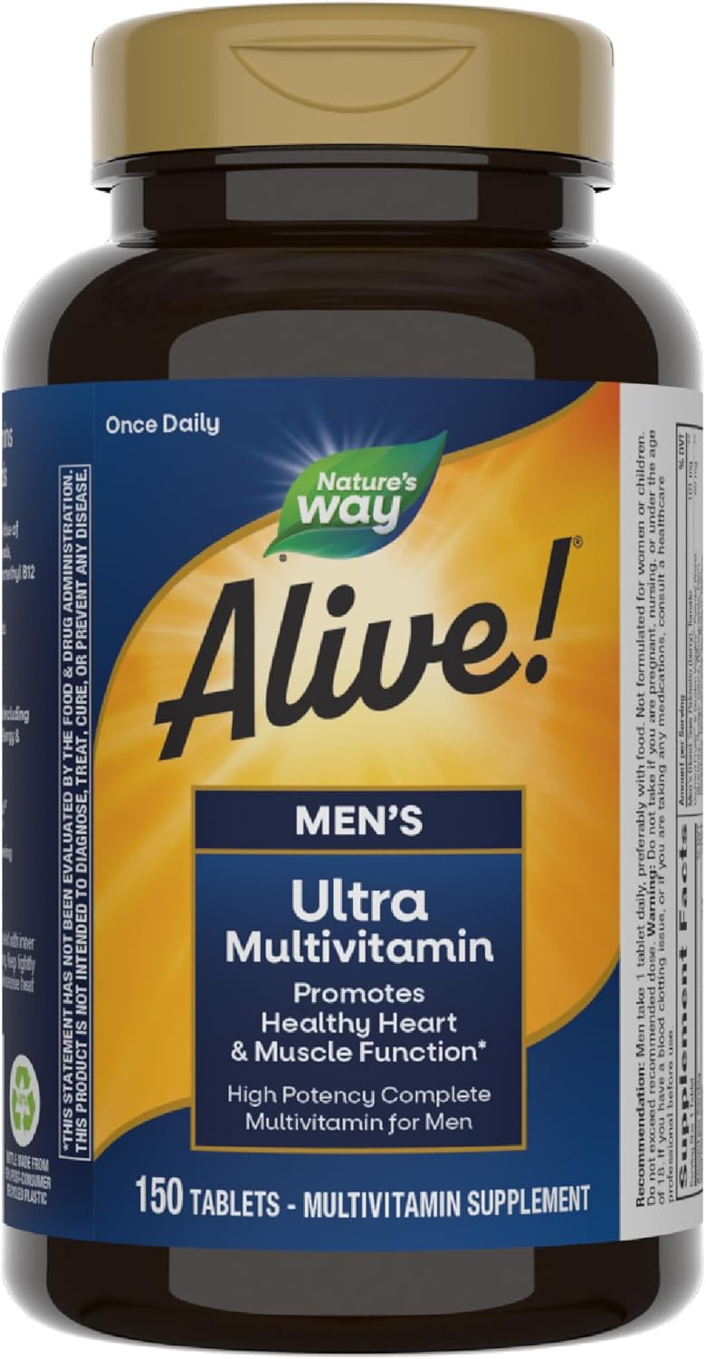 Men's Daily Ultra Multivitamin with Heart & Muscle Support, B-Vitamins & Methylated B12, 150 Tablets
