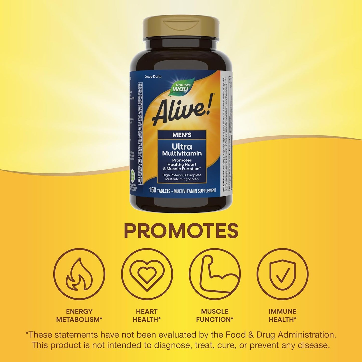 Men's Daily Ultra Multivitamin with Heart & Muscle Support, B-Vitamins & Methylated B12, 150 Tablets