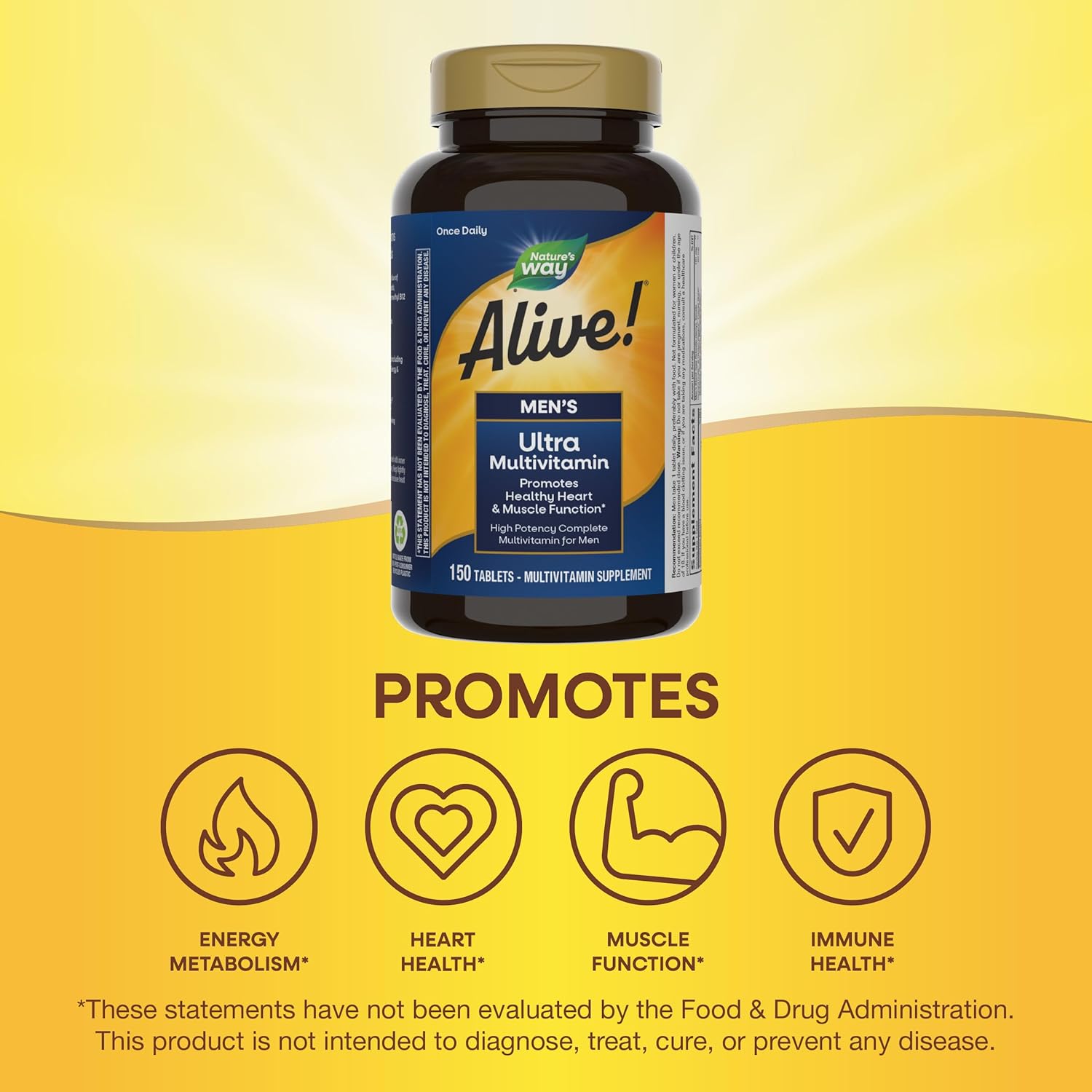 Men's Daily Ultra Multivitamin with Heart & Muscle Support, B-Vitamins & Methylated B12, 150 Tablets