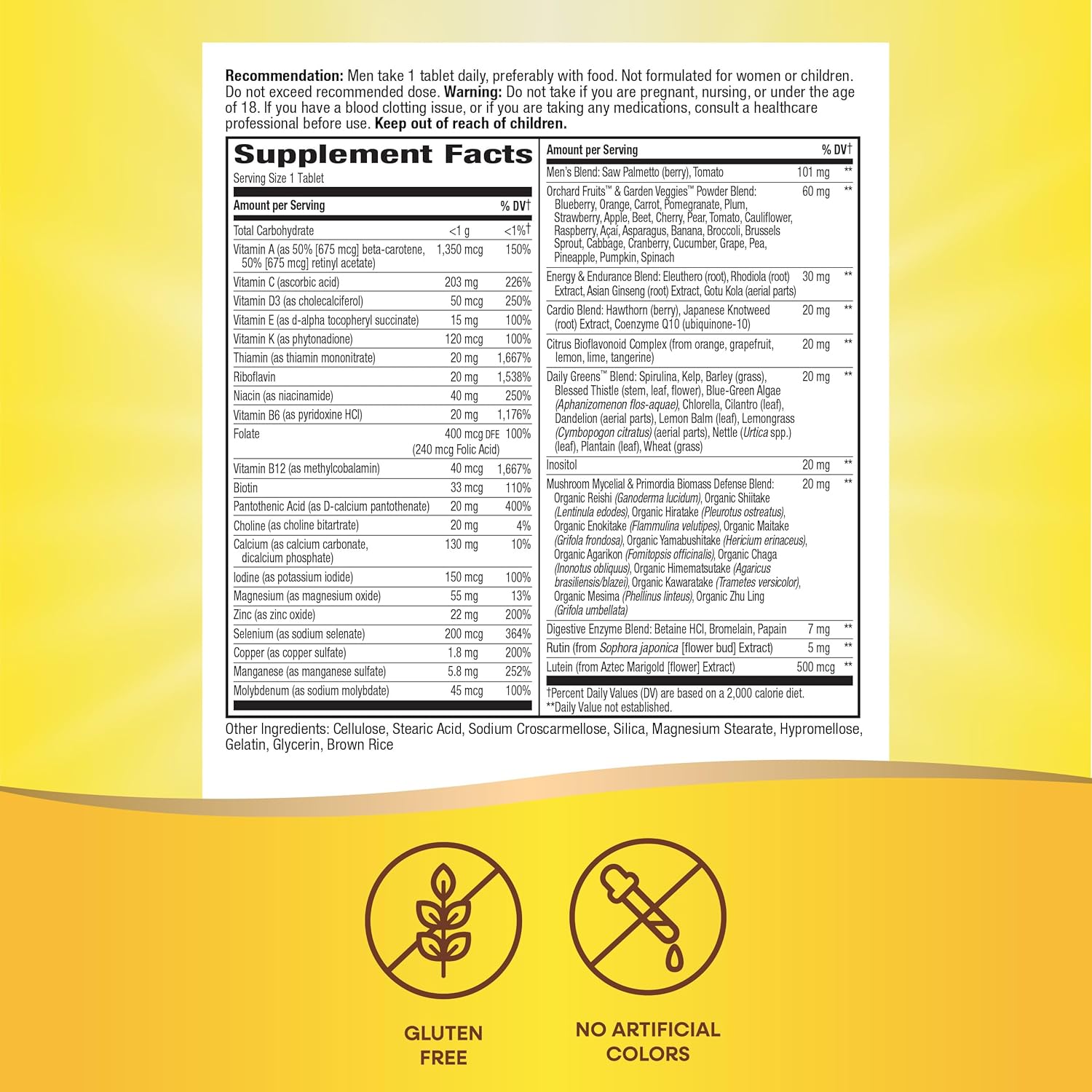 Men's Daily Ultra Multivitamin with Heart & Muscle Support, B-Vitamins & Methylated B12, 150 Tablets