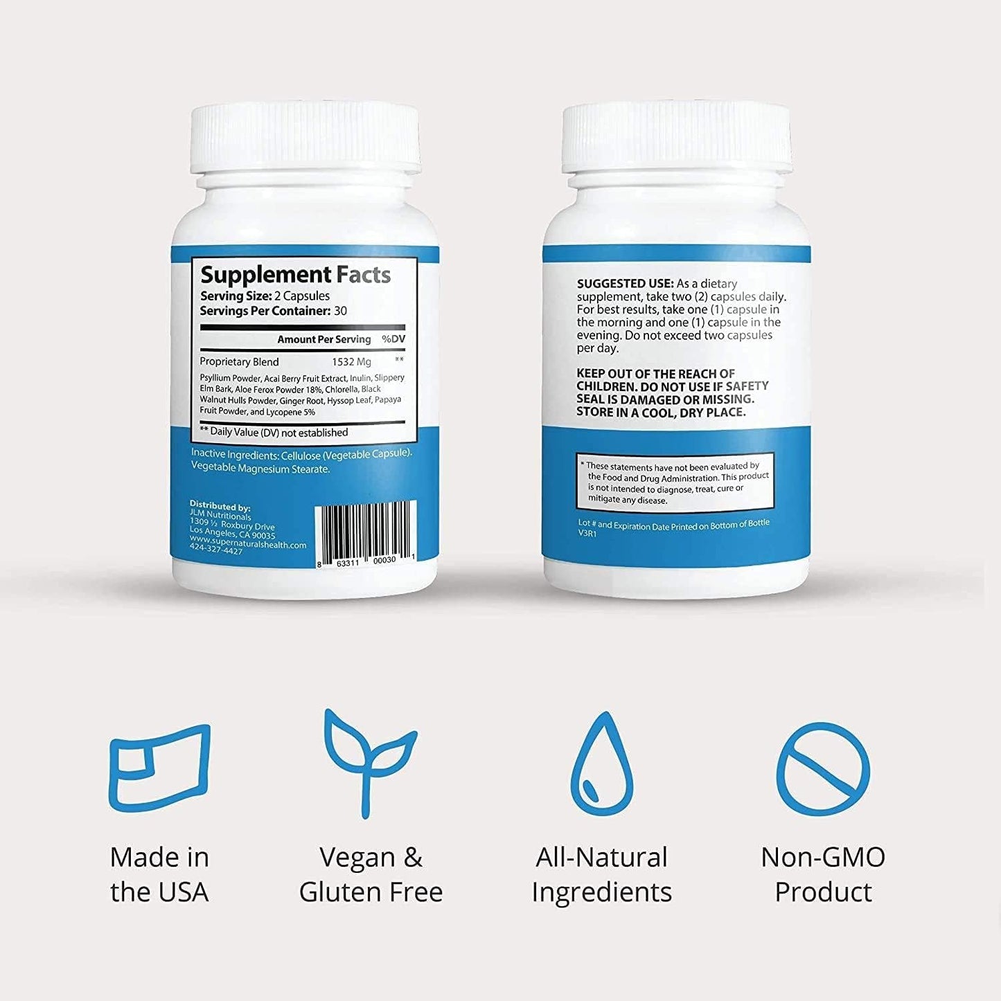 Men's Digestive Health and Immune Support Bundle - Natural IBSolution and Multivitamin Supplement for Gas, Bloating, Constipation - 2-Pack, 60 Capsules