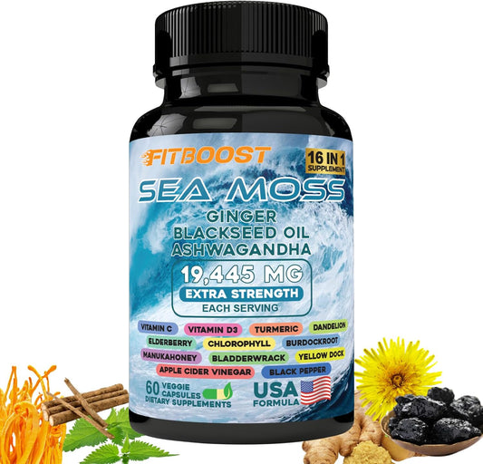 Men's Dynamic Vitality Bundle: Sea Moss, Shilajit, Black Seed Oil, Ashwagandha, Burdock Root - 30 Day Supply