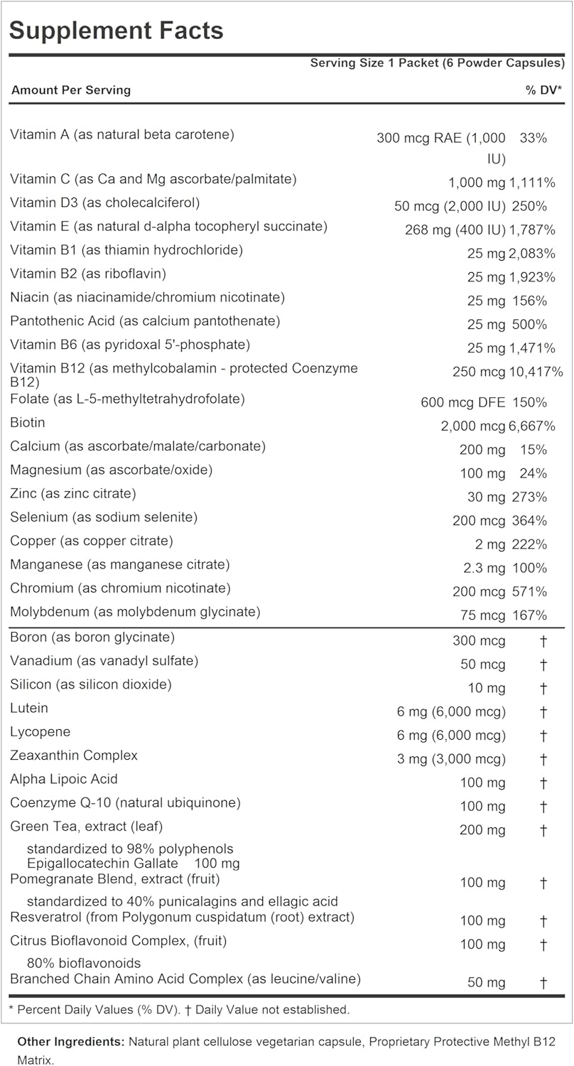 Men's Elite Multivitamin - 30 Packets with CoQ10, Alpha Lipoic Acid, Resveratrol, EGCG, Pomegranate - Potent Nutrients, No Additives