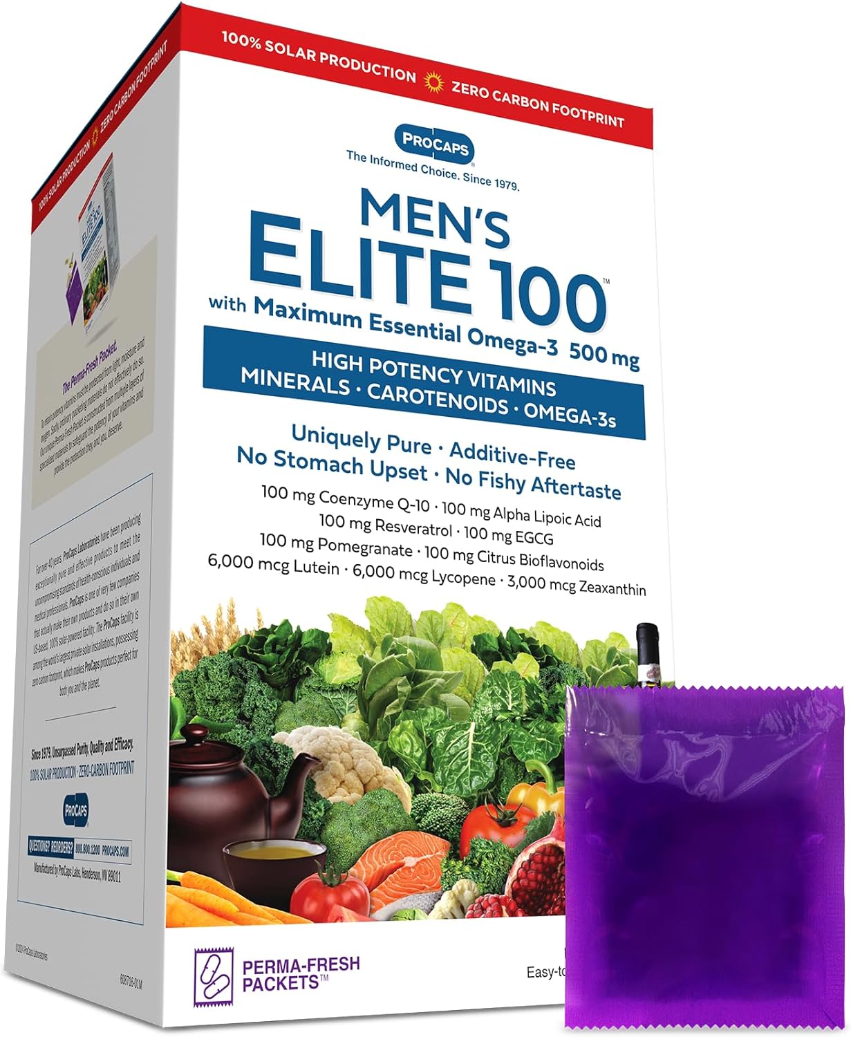 Men's Elite Multivitamin with Maximum Essential Omega-3 - 60 Packets, 40+ Nutrients & No Additives