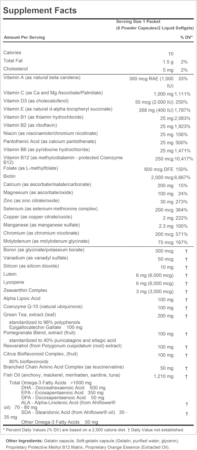 Men's Elite Multivitamin with Maximum Essential Omega-3 1000 mg - 120 Packets - Potent Nutrients, Vitamins, Minerals, Phytonutrients, Carotenoids - No Additives by ANDREW LESSMAN