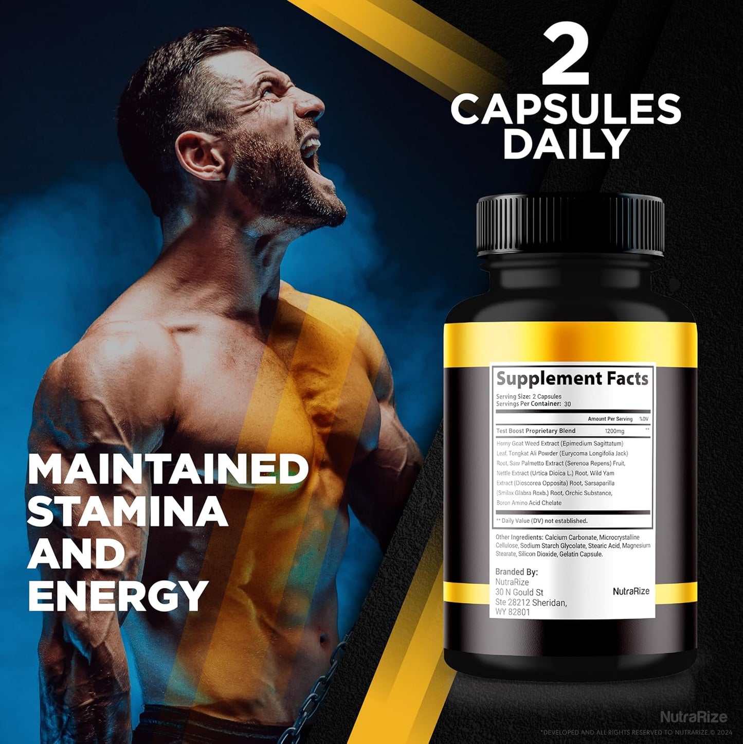 Men's Energy and Performance Booster Capsules - NutraRize BoosterXT: Multivitamin Pills for Daily Health and Peak Performance (60 Capsules)