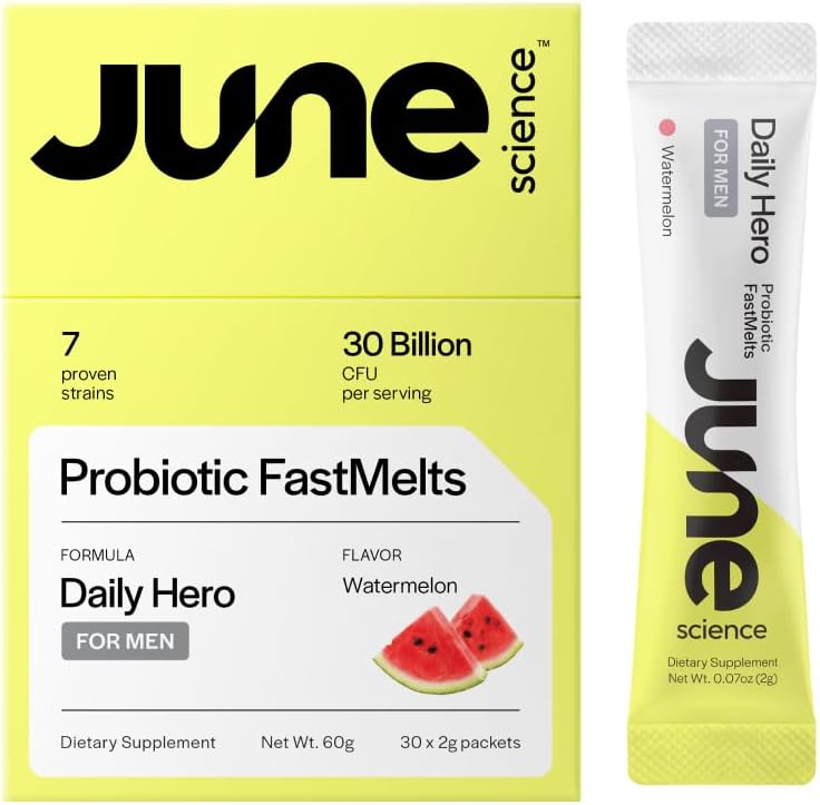 Men's Fast-Melt Watermelon Pre + Probiotic Powder Sachets - June Science Hero Daily
