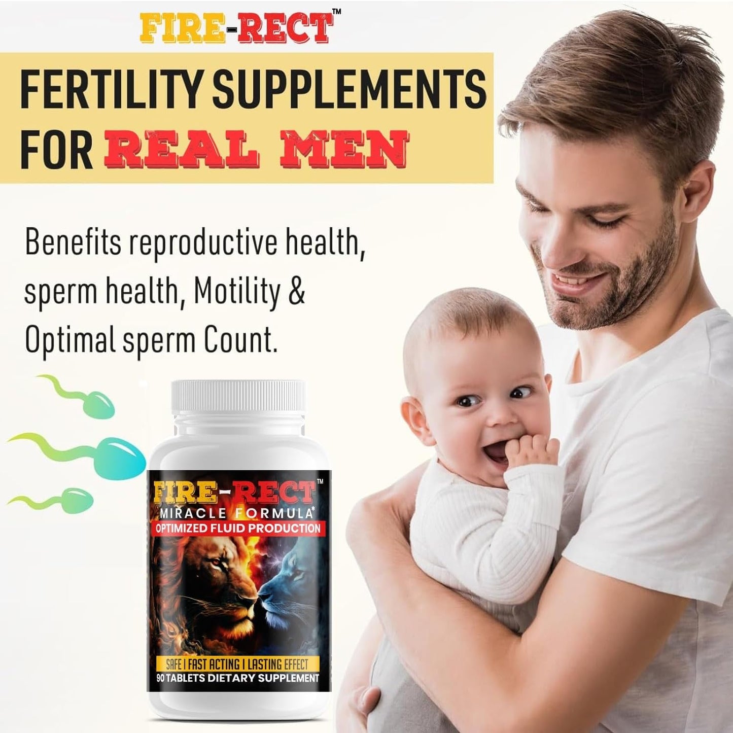 Men's Fertility Supplements - Boost Sperm Count, Motility & Strength - With Tongkat Ali, Tribulus Terrestris, Maca Root, Zinc - 90 CT