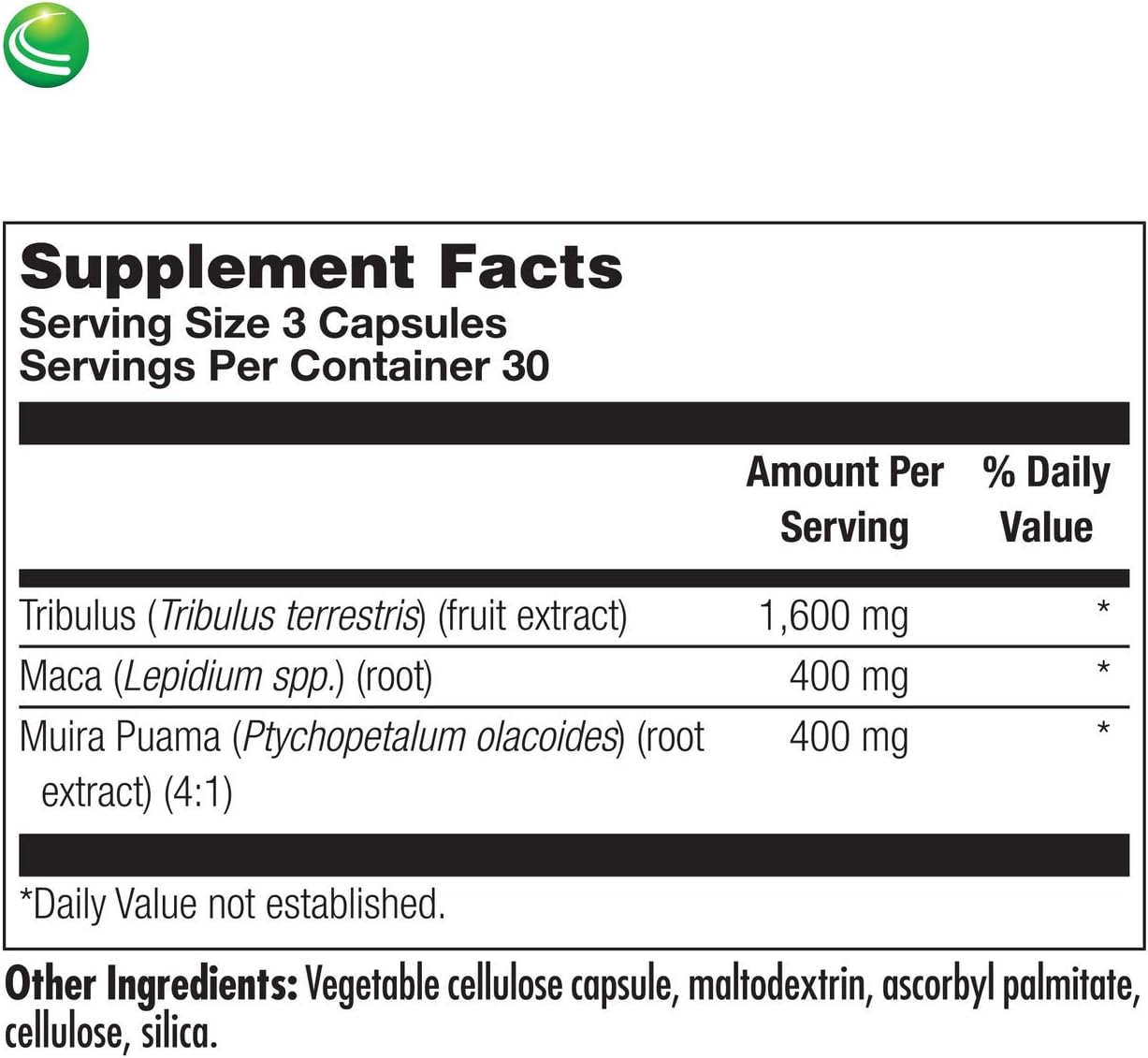 Men's Glandular Health Supplement with Tribulus, Maca, and Muira Puama - Gluten Free, Vegan, Non-GMO - 90 Capsules