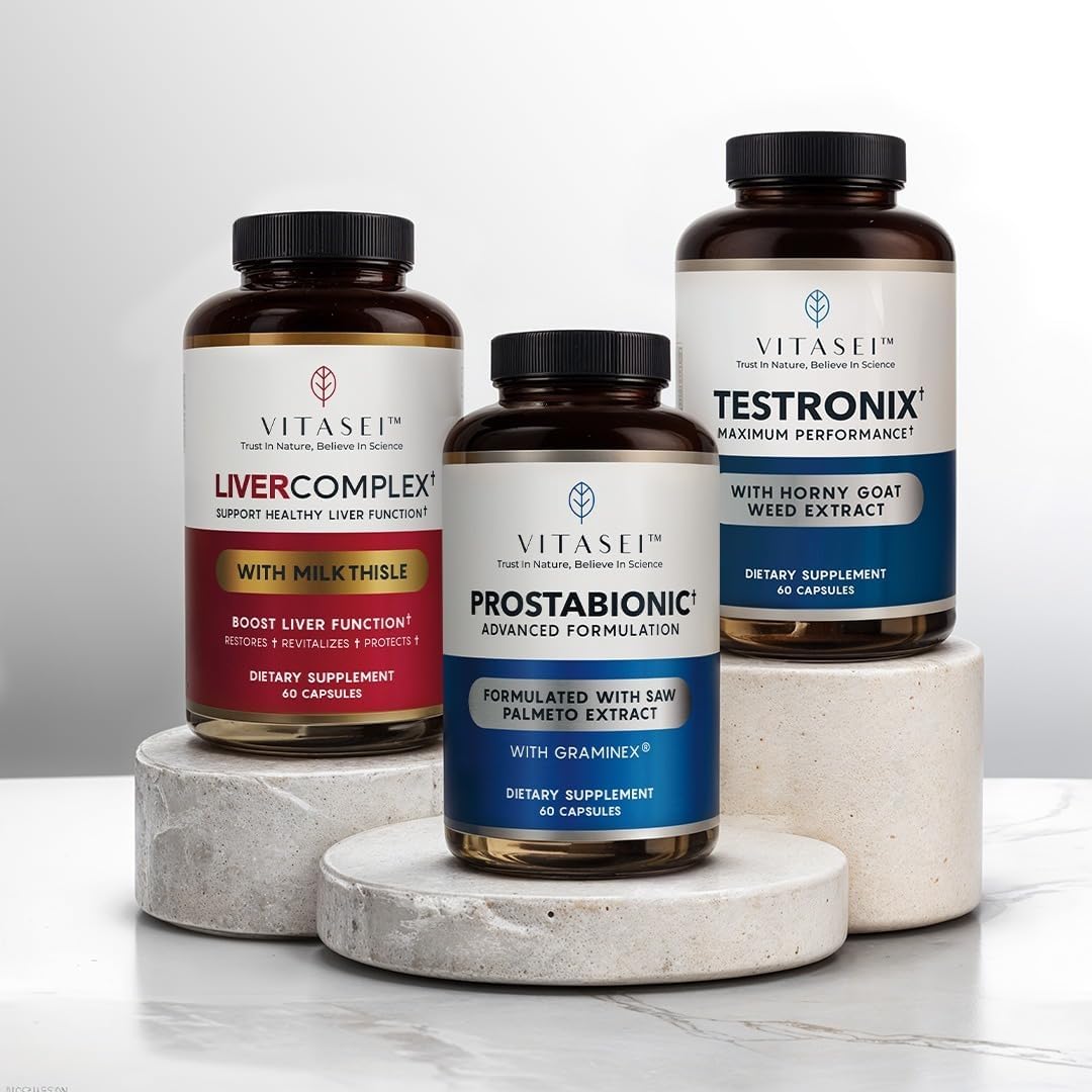 Men's Health Power Pack: Testronix, Prostabionic & Liver Cleanse Bundle for Energy, Muscle, Prostate & Liver Health - VITASEI Targeted Supplements