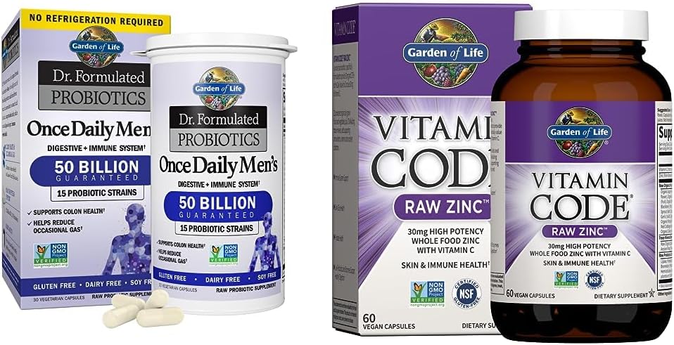 Men's High Potency Probiotic & Multimineral Supplement with 50 Billion CFU, 15 Probiotics, Zinc, and Vitamin C