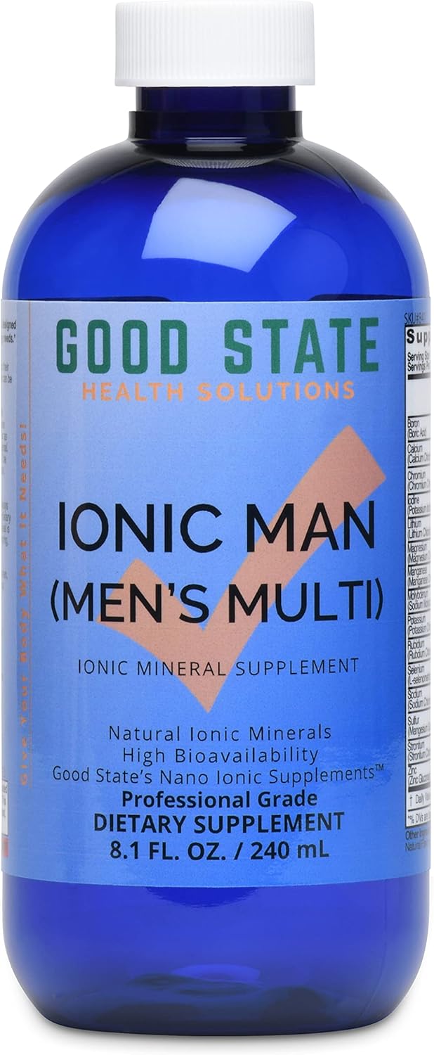 Men's Liquid Ionic Multi Mineral Supplement | Vegan | Good State Ionic Man | 15 Minerals | 16 oz Bottle