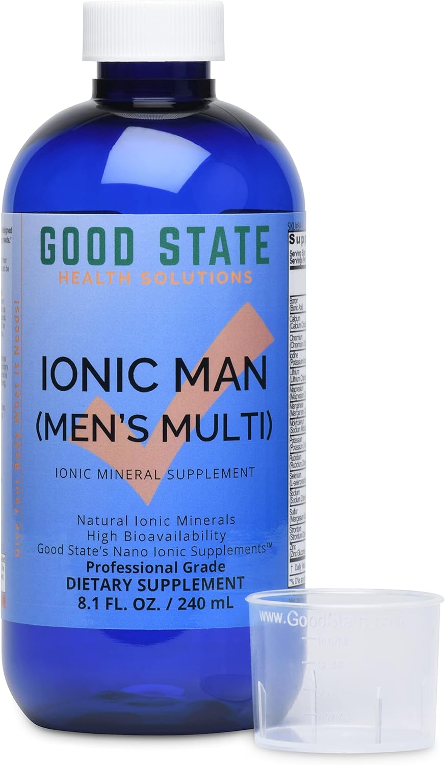 Men's Liquid Ionic Multi Mineral Supplement | Vegan | Good State Ionic Man | 15 Minerals | 16 oz Bottle