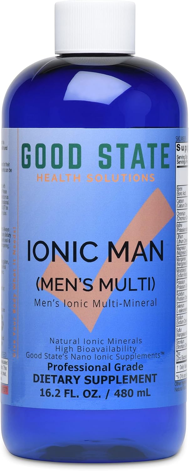 Men's Liquid Ionic Multi Mineral Supplement | Vegan | Good State Ionic Man | 15 Minerals | 16 oz Bottle